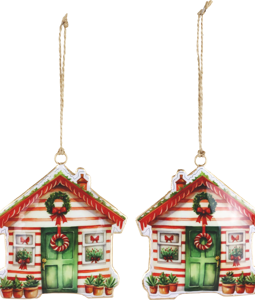 5753 ORNAMENTAL HANGER XMAS HAUS S/2
